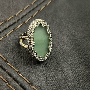 House of Harlow 1960 Gold Statement Ring with Light Green Interior
